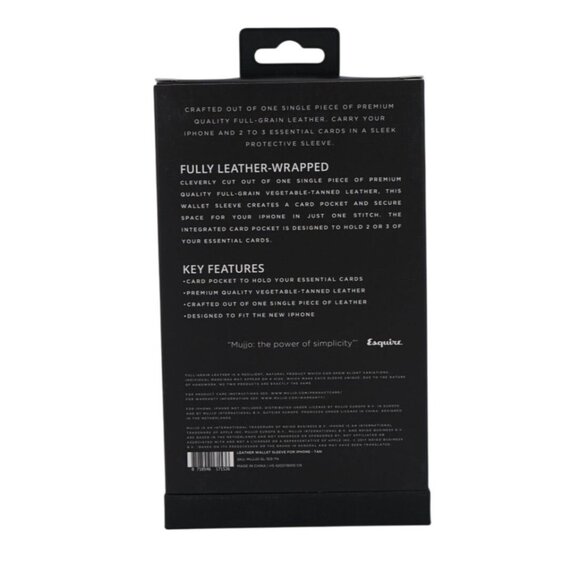 Mujjo Full Leather Wallet Sleeve for iPhone X/XS – Premium Full Grain Leather – - Picture 2 of 6